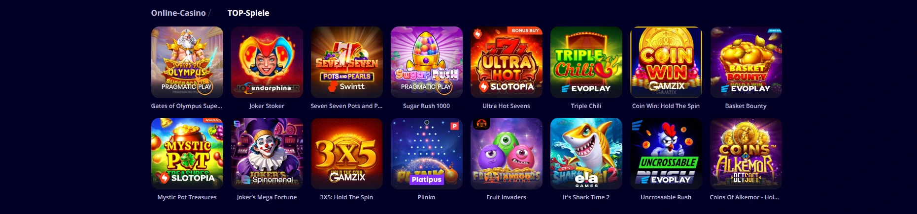 Slotoro casino top games.