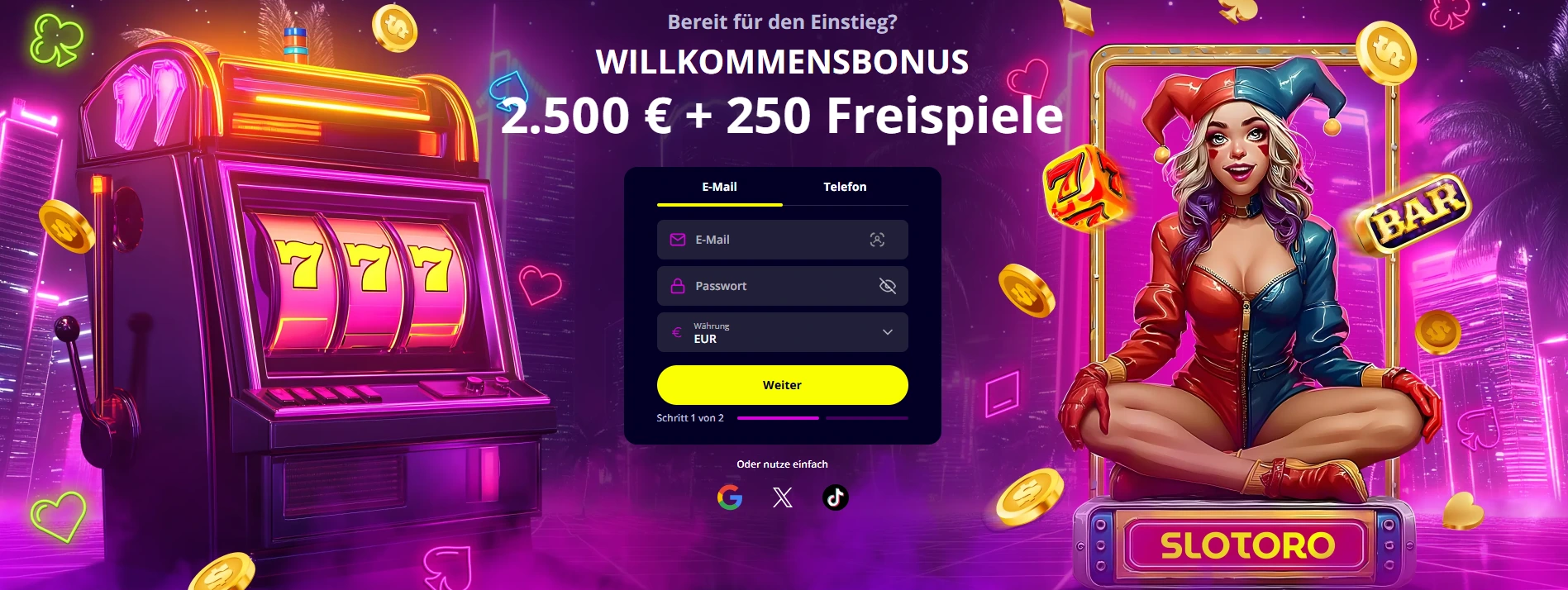 Slotoro casino welcome bonus.